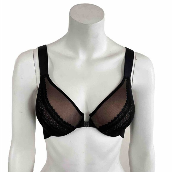 Spanx Bra 34C Black Bra-llelujah Illusion Lace Full Coverage Front Close Comfort - Picture 1 of 9